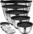 Umite Chef Mixing Bowls with Airtight Lids Set, 8PCS Stainless Steel Nesting Bowls Set, 3 Grater Attachments & Non-Slip Bottoms, Size 5, 4, 3.5, 2, 1.5QT for Baking & Mixing(Black)