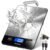 Atogou Food Scale Rechargeable – 33lb Digital Kitchen Scale Ounces Grams | Full-view Display, Water-Resistant, Batteries or USB-C Charging, Stainless Steel, for Cooking, Meal Prep, Package (Black)