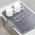 TIKNIK Silicone Dish Drying Mat for Kitchen Counter, Grey-1pcs, 16″ x 12″ | Heat Resistant & Non-Slip Dish Drain Pad with Built-In Drain, Dishwasher Safe, Quick-Dry, Hangable & Roll-Up for Storage
