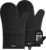 Silicone Oven Mitts, Heat Resistant Oven Gloves with Quilted Liner, Waterproof & Non-Slip Kitchen Mittens for Baking Cooking BBQ, 500°F, 12.5″-Black