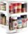 Spice Rack Organizer for Cabinet, Pull & Rotate, 2-Tier | Double-Decker Shelves, 10.8″H x 5.25″W x 10.8″D, Modular Side-By-Side, Non-Skid Feet, Stick-On Labels, Sturdy Build