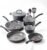 T-Fal Ultimate Hard Anodized 12-Piece Ceramic Nonstick Cookware Set, Oven Safe Up to 400°F, Ceramic Pots and Pans Set, Frying Pans, Saucepan, Stockpot, Cooking Utensils, Stone