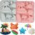 Summer Beach Silicone Molds 2-Pack, 6-Cavity Tropical Chocolate Candy Mold with Palm Tree Starfish Shell Crab Umbrella Surfboard Shapes for Pool Party, Luau, Marine Theme Desserts