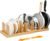 MinBoo Bamboo Expandable Pot Lid Organizer, Pot and Pan Organizer Drawer Organizer for Pot Lids, Adjustable 10 U-Shaped Dividers for Kitchen Cabinet Organizers and Storage (Bamboo-1)