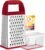 Urbanstrive Cheese Grater With Container, Professional Cheese Grater with Handle, Stainless Steel Graters for Kitchen Handheld, Box Grater with 4 Sides for Vegetables, Ginger, Potatoes (Red)