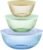 Pyrex Colors Tinted (3-Pack, Full Set) Sculpted Tinted Glass Mixing Bowls With Plastic Lids, Nesting Space Saving Set of Bowls For Prepping and Baking, 1.3QT, 2.3QT & 4.5QT