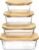 Vtopmart 4 Pack Glass Food Storage Containers with Bamboo Lids Meal Prep | Reusable Meal Prep Containers for Leftovers, Lunch & Kitchen Storage, Microwave, Oven, Freezer and Dishwasher Safe
