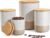 Canisters Sets for Kitchen Countertop-Set of 4 Ceramic Kitchen Canisters Food Storage Jar with Airtight Wood Lids & Spoons & Label,Large Flour and Sugar Containers for Serving Ground Coffee