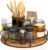 Lazy Susan Turntable Organizer for Cabinet Pantry Kitchen Countertop Refrigerator Cupboard, Pine Wood, 9″, Carbonized Black