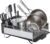KitchenAid Large Capacity Full Size Rust Resistant Dish Rack with Angled Drain Board and Removable Flatware Caddy, Light Grey