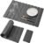 Large Stone Dish Drying Mat for Kitchen Counter, Quick Dry Dish Drying Mats, Foldable Absorbent Diatomaceous Earth Mats for Plate Rack Bottles Cups, Match Any Countertop (Gray Marble 24″×16″ & 8″x4″)