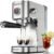 Spacekey Espresso Machine with Milk Frother, 20 Bar Compact Expresso Coffee Machines for Home, Stainless Steel Espresso Maker with 39oz Removable Water Tank for Cappuccino Latte, Fast Heating, Silver