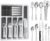 53PCS Silverware Set for 8 with Flatware Drawer Organizer, Stainless Steel Cutlery Set with Steak Knives, Include Spoons and Forks Set & Serving Utensils, Mirror Polished, Dishwasher Safe