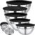 8PCS Mixing Bowls with Lids Set – 5 Nesting Mixing Bowls, 3 Grater Attachments, Lids, Stainless Steel Mixing Bowls for Mixing & Serving, Size 1.5/2.1/3.5/4/4.5 QT, Black
