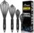 HOTEC 4 Pieces Silicone Whisks Set, Wire Balloon Whisks for cooking Egg Beater, Non-slip Handle Whisk for Non-stick Cookware Perfect for Cooking, Stirring, Beating and Blending,Black