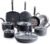 T-fal Ultimate Hard Anodized Nonstick Pots and Pans Set, 14-Piece, Onyx | Titanium nonstick coating, Thermo-Spot heat indicator, Oven safe to 400°F, Dishwasher safe, All stovetops except induction