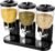 Triple Food Dispenser, 3 Pack 2L/67oz Cereal Dispenser Countertop, Cereal Containers Storage Airtight, Rotating Black Plastic Dry Food Dispenser, Candy Dispenser for Cereal, Rice, Candy, Coffee Beans