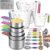 Measuring Cups and Spoons Set for Cooking & Baking, 5 Stainless Steel Magnetic Measuring Cups, 3 Plastic Measuring Cup, 7 Magnetic Measuring Spoons, 1 Leveler, 1 Measuring Conversion Chart