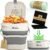 Collapsible Compost Bin Kitchen Counter Caddy – 1 Gallon Countertop Compost Bin with Lid Made of Wheat Straw – Odorless Kitchen Compost Bin Countertop with 20 Compost Bags and 2 Carbon Filters