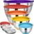 Umite Chef Mixing Bowls with Airtight Lids Set, 8PCS Stainless Steel Nesting Bowls Set, 3 Grater Attachments & Non-Slip Bottoms, Size 5, 4, 3.5, 2, 1.5QT for Baking & Mixing(Colorful)