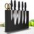Magnetic Knife Block Without Knives—Black Stainless Steel Double-Sided Magnetic Knife Holder Stand with Strong Magnets, Knife Storage Organizer for Kitchen Counter top