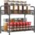 Spice Rack Organizer for Countertop,Xpatee 2-Tier Foldable Metal Rust-Proof Standing Large Seasoning Storage Shelf with Guardrail and Mesh Design for Kitchen Cabinet Bathroom Living Room Pantry, Black