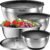 Mixing Bowls with Airtight Lids, Stainless Steel Mixing Bowl Set with 3 Nesting Kitchen Metal Bowls, Colander & Grater, Non-Slip Bottoms, Size 1.5, 2.5, 5 QT, Great for Mixing & Serving, Black