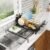 Simple Trending Dish Drying Rack – Expandable Dish Rack for Kitchen Counter, Large Capacity Dish Drainer, Stainless Steel Dish Strainer with Utensil & Cup Holders, Black