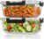 Razab 2 Pcs 1860ml / 63 Oz Large Glass Food Storage Containers with Lids – Glass Meal Prep Containers with Locking Lids for Roasting, Storing Leftover, Lunch Container, BPA Free, Microwave & Oven Safe