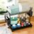 Simple Trending Dish Rack, Dish Drying Rack 2 Tier, Stainless Steel Dish Drainers with Utensil Holder and Drainboard for Kitchen Sink Organizers, 12″ w x 16.6″ L, Black