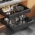 Seinloes 2Pack Expandable Pull Out Cabinet Organizer 21″Deep with Raising Pad for Framed Cabinets, Upgrade 3 Slide Rails Slide Out Drawers, Roll Out Shelves Adhesive,Adjustable Width 12.05″-20.4″Black