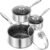 MICHELANGELO Triply Stainless Steel Pot Set, Hybrid Nonstick Saucepan Set with Lids, Induction Compatible Heavy Duty Sauce Pan 1QT & 2QT & 3QT, Honeycomb Interior, Dishwasher Safe Cookware – 6 Piece