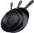 Cast Iron Skillet 3-Piece Set w/Cookbook – Heavy-Duty Professional Restaurant Chef Quality Pre-Seasoned Pan Cookware – 10″, 8″, 6.25″ Pans – For Frying, Saute, Cooking, Pizza – Black