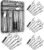 Teivio 24 Piece Silverware Set, Flatware Utensils Set Mirror Polished, Dishwasher Safe Service for 4, Include Knife/Fork/Spoon/Steak Knife/Wire Mesh Steel Cutlery Holder Storage Trays (Black Tray)