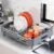 Urackify Extendable Stainless Dish Drying Rack for Kitchen Counter, Gray | 13.78″W x 18.7″L, Foldable Drainboard for Space Saving, Knife and Utensil Holder, Fast-draining Spout