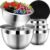 DUTZUN Mixing Bowls with Lids Set, Stainless Steel Mixing Bowls with Colander, Strainer with Mixing Bowl Set, Serving Bowl Kitchen Gift, Size 4.5, 2.5, 2, 1.5QT – Black