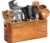 Kitchen Utensil Holder for Counter or Countertop, Extra Large Acacia Wood Organizer with 4 Compartments, Wooden Storage for Cooking and Silverware, Rustic Minimalist Decor, Sturdy Utensil Crock