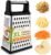 Spring Chef Stainless Steel XL Cheese Grater for Kitchen, Black | 4 Sided Manual Metal Box Grater for Carrot, Potato, Parmesan, Cheese Shredder, Professional Vegetable Grater, Dishwasher Safe