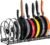 Toplife Pots and Pans Organizer Rack for Cabinet and Countertop, 10+ Pot Lids, Bakeware and Cookware Holder with 10 Adjustable Compartments – Black