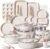 CAROTE 44pcs Pots and Pans, Nonstick Cookware Sets with Bakeware | Induction Cooking Set with Kitchen Knife Set & Egg Pan, Durable, Easy Clean, Even Heating