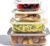 Bentgo Signature Leak-Proof Glass Food Storage – 8-Piece Set, 1-Compartment Plastic-Free Containers with Airtight Glass Lids, BPA-Free, Microwave, Freezer, Oven & Dishwasher Safe (White Stone)