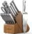 Astercook Knife Set, 15 Piece German Steel Kitchen Knife Set with Built-in Sharpener, One-Piece Knife Block Set Rust-Resistant Dishwasher Safe Block Knives Set for Cooking & Gift (Walnut Brown)