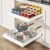 2 Pack Pull Out Cabinet Organizer Expandable 12.6″-20.4″Wx 21″Deep | Upgraded 3 Quiet Slide Rails, Nano-Film Adhesive Fixing, White, Fit Kitchen/Living Room/Bathroom/Vanity
