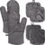 4 Pcs Oven Mitts and Pot Holders,High Heat 500°F Resistant Glove Potholder with Thick Cotton,Silicone Non-Slip Surface Long Kitchen Oven Glove for Cooking Baking Grilling(Grey)
