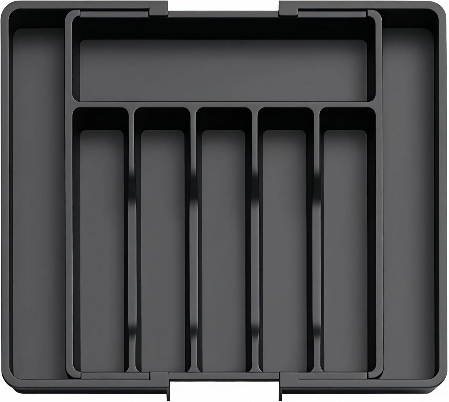 Expandable Large Silverware Tray For Drawer Organizer, Kitchen Cooking Utensil Drawer Organizer For Spoons Forks Knives, Adjustable Cutlery Flatware Holder 13″-22.4″ X 14.7″ X 2″ (Black)
