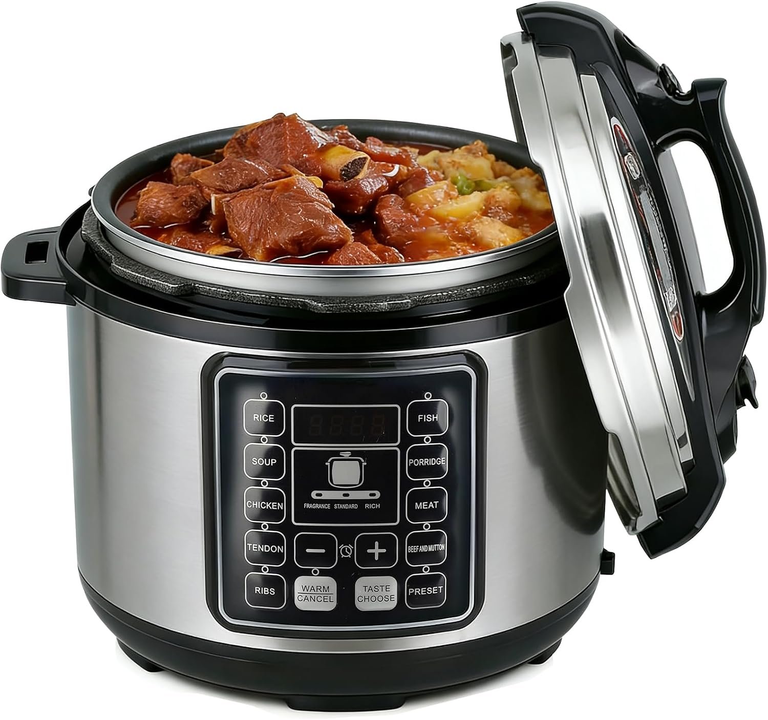 10-in-1 Electric Pressure Cooker Multicooker | 6L Stainless Steel Pressure Cooker, 24-Hour Reservation Function, Slow Cooker, Rice Cooker, Wok, Yogurt, Black