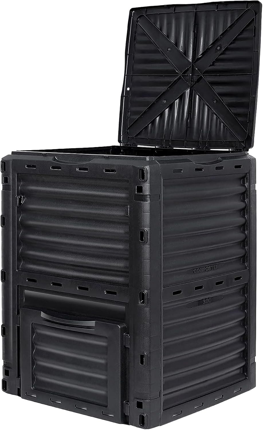 Garden Compost Bin from BPA-Free Material – 80 Gallon (300 L) Large Outdoor Compost Bin, Easy Assembly, Lightweight, Fast Soil Creation, Black