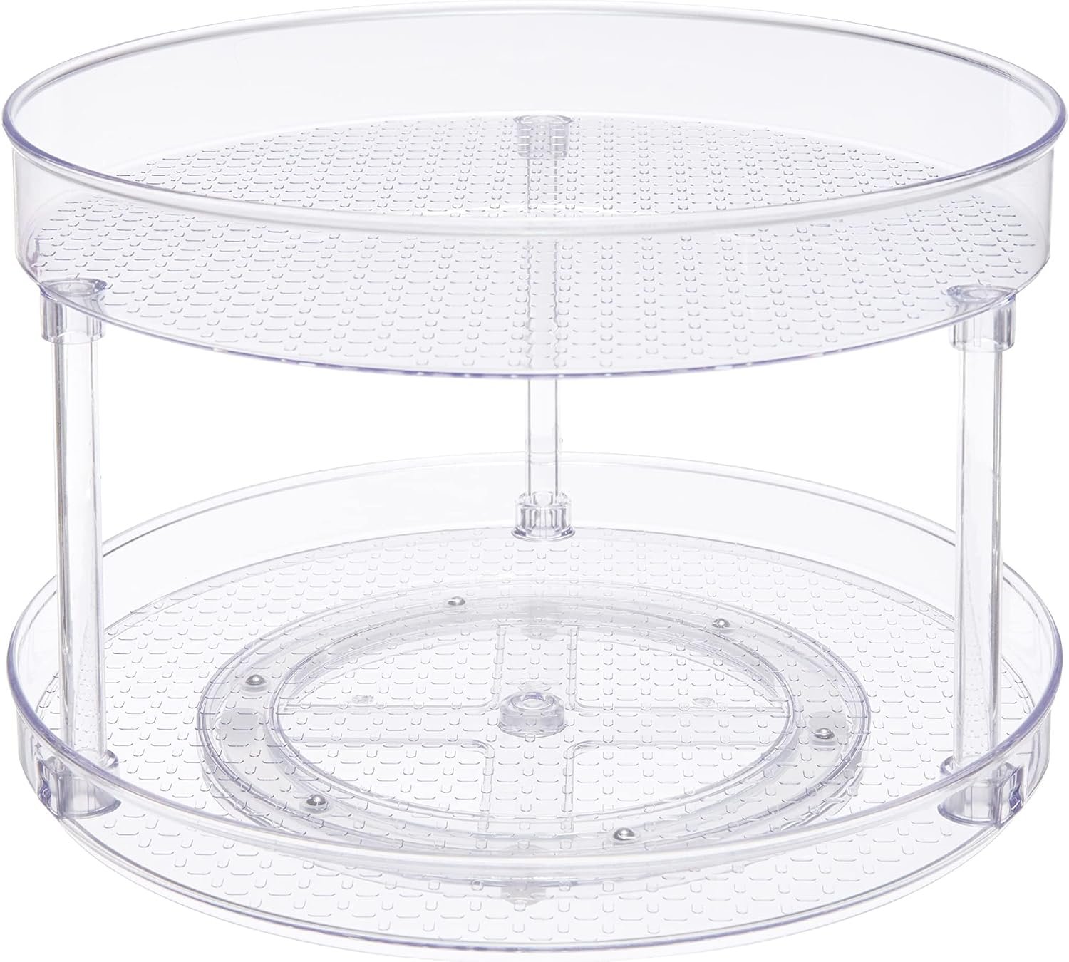 Amazon Basics 2 Tier Lazy Susan Turntable Organizer for Condiments, 12″ Diameter, Clear