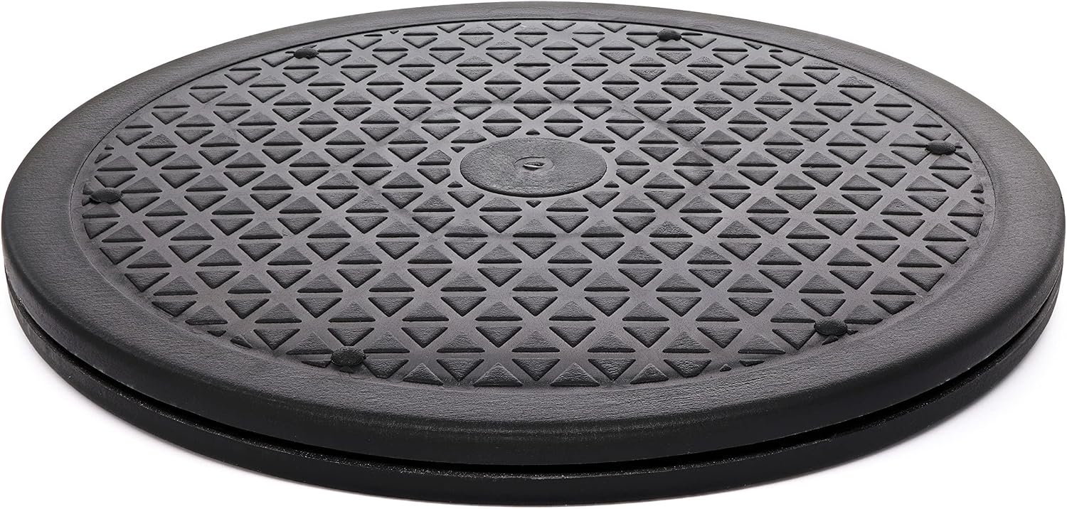 10 Inch Lazy Susan Turntable Organizer, Non Skid Large Lazy Susan Turntable for Cabinet, Computer or Laptop, Plastic Turn Table, Black, 1 PC – by RamPro