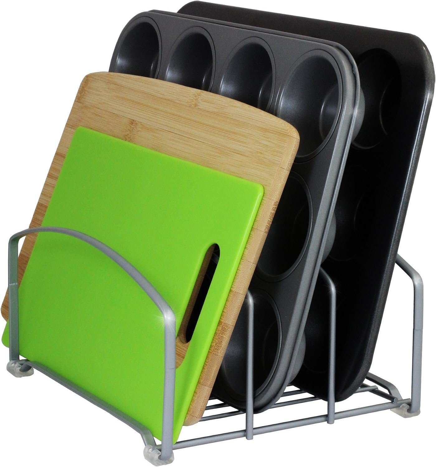 Deco Brothers Cookware Organizer Rack for Kitchen Cabinet, 3 Slot Holder | Silver